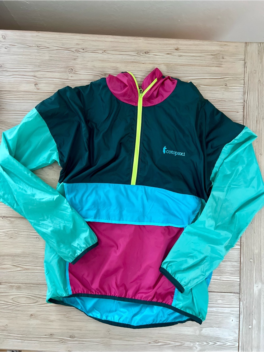 cotopaxi Teal, Aqua & Magenta Kids' Colorblock Rain Pullover